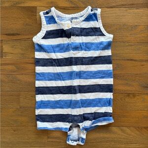 Primary Blue and White Striped Kids One Piece